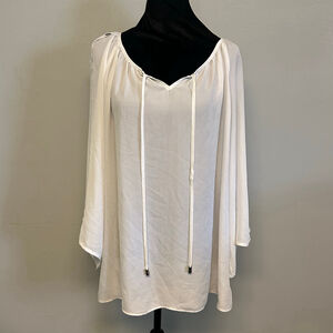 Women's ZAC & RACHEL White Blouse with Cutout Sleeves, size XL v-neck boho